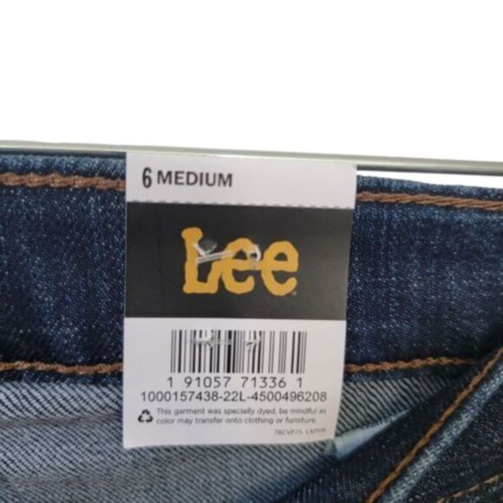 Lee Bewitched 5 Pocket Straight Leg Dark‎ Wash Denim Jeans Size 6 NWT Tapered - Picture 3 of 16